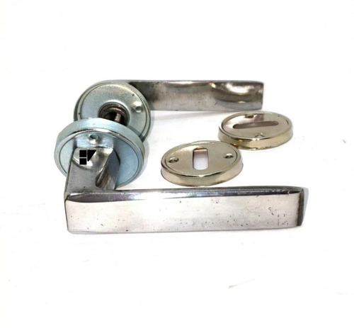 Imagen 3 de 4 de Manija Puerta Cromada Doble Recta Bisel Hogar Economica