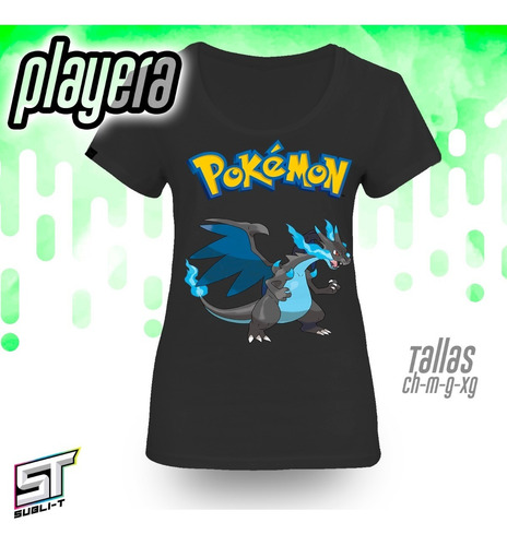 Imagen 2 de 2 de Playeras De Charizard X Pokemon-0015 De Color Con Envió
