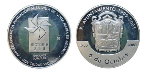 Nvs-medalla Conm. 250 Aniv. Cd. Victoria 1 Onza Plata 0.999 (Usado)
