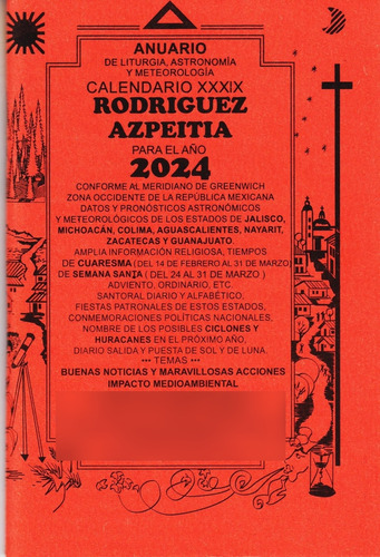 Calendario Rodriguez Azpeitia Anuario , Liturgia, Astronomía