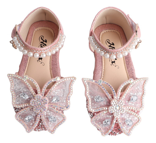 Zapatos De Princesa Niñas Con Lazos Y Perlas De Lentejuelas