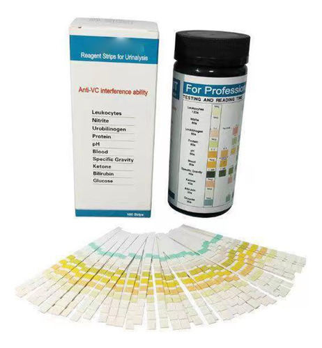 100 Tiras Medidoras De Uroanálisis 10 Parametros Urs-10t