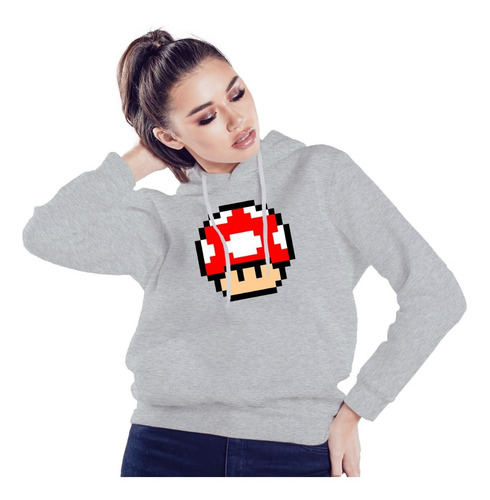 Imagen 3 de 5 de Buzo Canguro Mario Bross Hongo Hombre Mujer Niños Premium