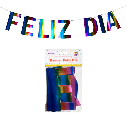 Banderin Guirnalda Frase Feliz Dia Tira Larga Cotillon