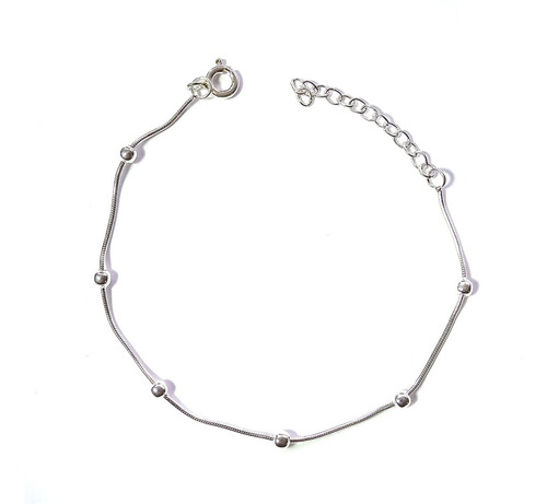 Pulsera Bolitas Cola De Topo Plata Fina 925