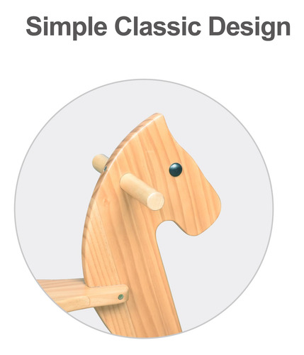 Caballo Mecedor De Madera Para Niños Con Respaldo Seguro