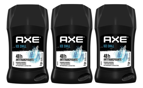 3 Antitranspirante En Barra Para Hombre Axe Ice Chill 45g Menta Y Limón
