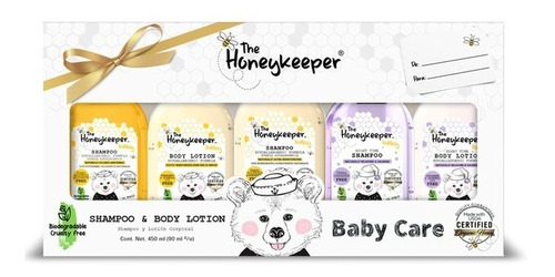 Pack 5 Botellas Shampoo Y Crema Para Bebé Honeykeeper Baby