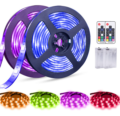 Tira De Luces Led Con Pilas, 17 Teclas, Control Remoto, 2 Un