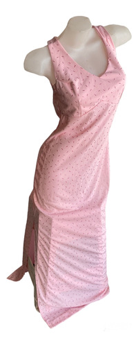 Vestido Largo Fiesta Rosa Glitter Crepe Talle S  Yk2 2000