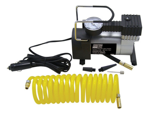 Compresor De Aire Mini Para Vehiculo 12 V 3 Picos Color Gris Fase Eléctrica Monofásica Frecuencia 10 Mhz