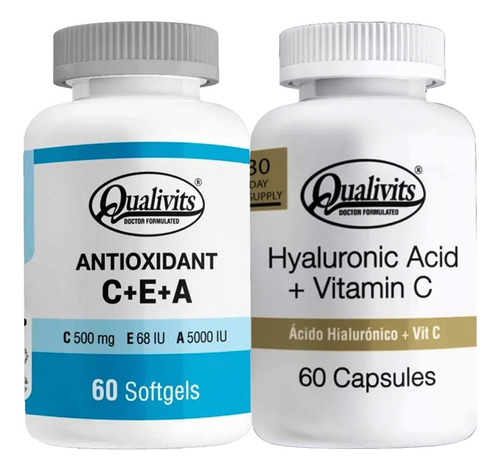 Antioxidante Vitamina C, E, A + Ácido Hialurónico Qualivits