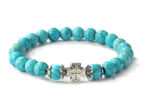 Pulsera De Piedra Turquesa Para Mujer Hombre De Cruz Chakra