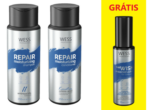  Wess Repair Shampoo E Condicionador + We Wish Reconstrutor