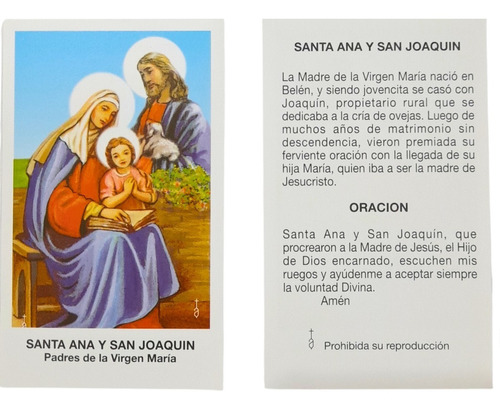 Estampas Santa Ana Y San Joaquin  Santoral Virgen X 100 Un