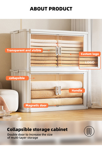 Cajas Organizadoras Ropa Plegables 2 Niveles Con Puertas L Blanco