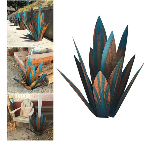 Diy Ferro Rústico Azul Tequila Escultura Jardim Decoração