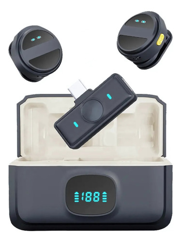 2 Micrófonos Lavalier Solapa Usb-c Estuche Forma Boton