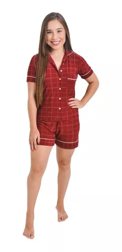 Pijama Xadrez Vermelho Vintage - Feminino Vermelho