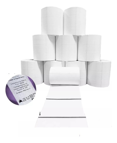 Etiqueta Nylon Resinado Branco 55mts Caixa C/ 10 Rolos 33x70
