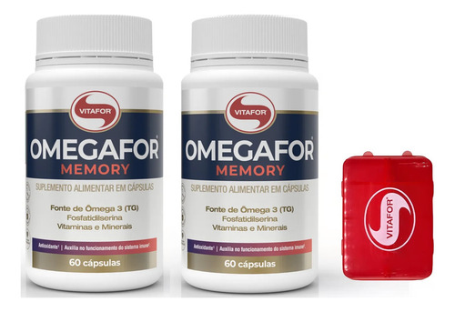 Combo 2 X Omegafor Memory 60 Caps 1g Vitafor C/porta Caps