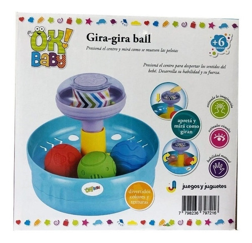 Imagen 3 de 3 de Gira Ball - Trompo Con Pelotas - Juguete Ok Baby B0175
