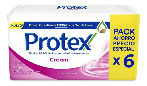 Imagen 1 de 1 de Jabón Protex Cream 125gr Pack X6