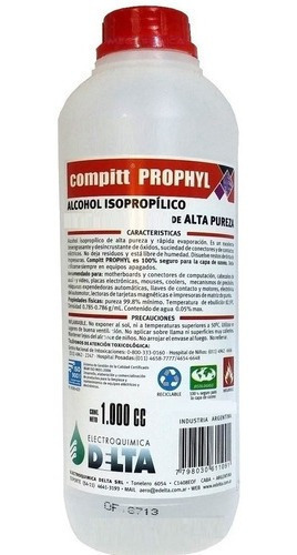 Alcohol Isopropilico Delta Compitt Prophyl 1 Litro