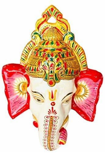 Qt S Ganesh Mascarilla De Metal Multicolor Hecha A Mano Para