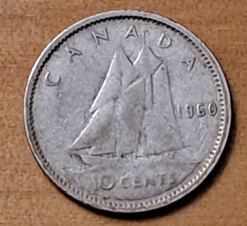 Canadá Moneda 10 Centavos 1960 , Plata. 