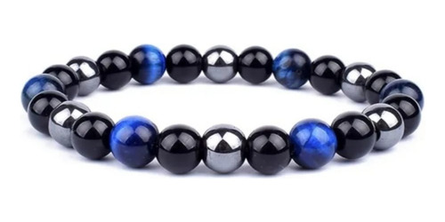 Pulsera Triple Protección Ojo Tigre Azul Regalo Yoga Mantras