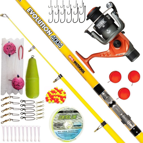 Kit Pesca Caña Telescopica 4 Mt + Reel + Accesorios Pejerrey