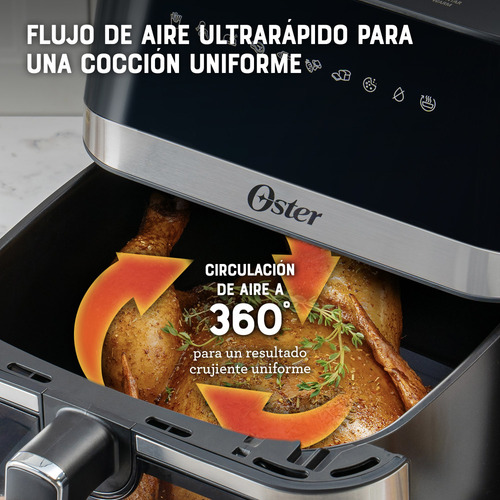 Freidora Aire Digital 7.5l Oster 10 Programas Ckstaf75wdssdf