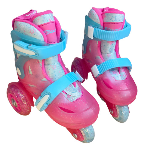 Patines Ajustable Rosa Led Entrenador Kit Completo 17 - 19 Mx 8 Cm Rosa Chicle