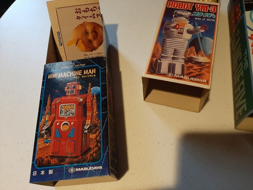 Robot Ym-3 Masudaya De Cuerda, 11 Cm Y 2 Cajas Vacías Raros! (Usado)