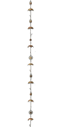 Antiguo Graffiti Flamed Copper Umbrella & Bells Rain Chain, 