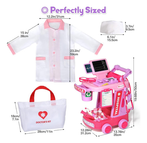 Doctor Kit For Toddlers Aged 3 4 5, Medical Pretend Play ...