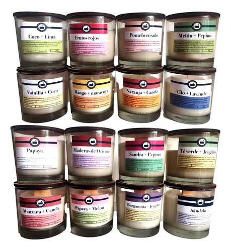 Vela Aromática De Soja Frasco Vidrio C/tapa Crema Lisa Té Verde Y Jengibre