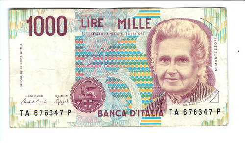 Italia Billete 1000 Liras 1990 - 676347 Figura M. Montessori