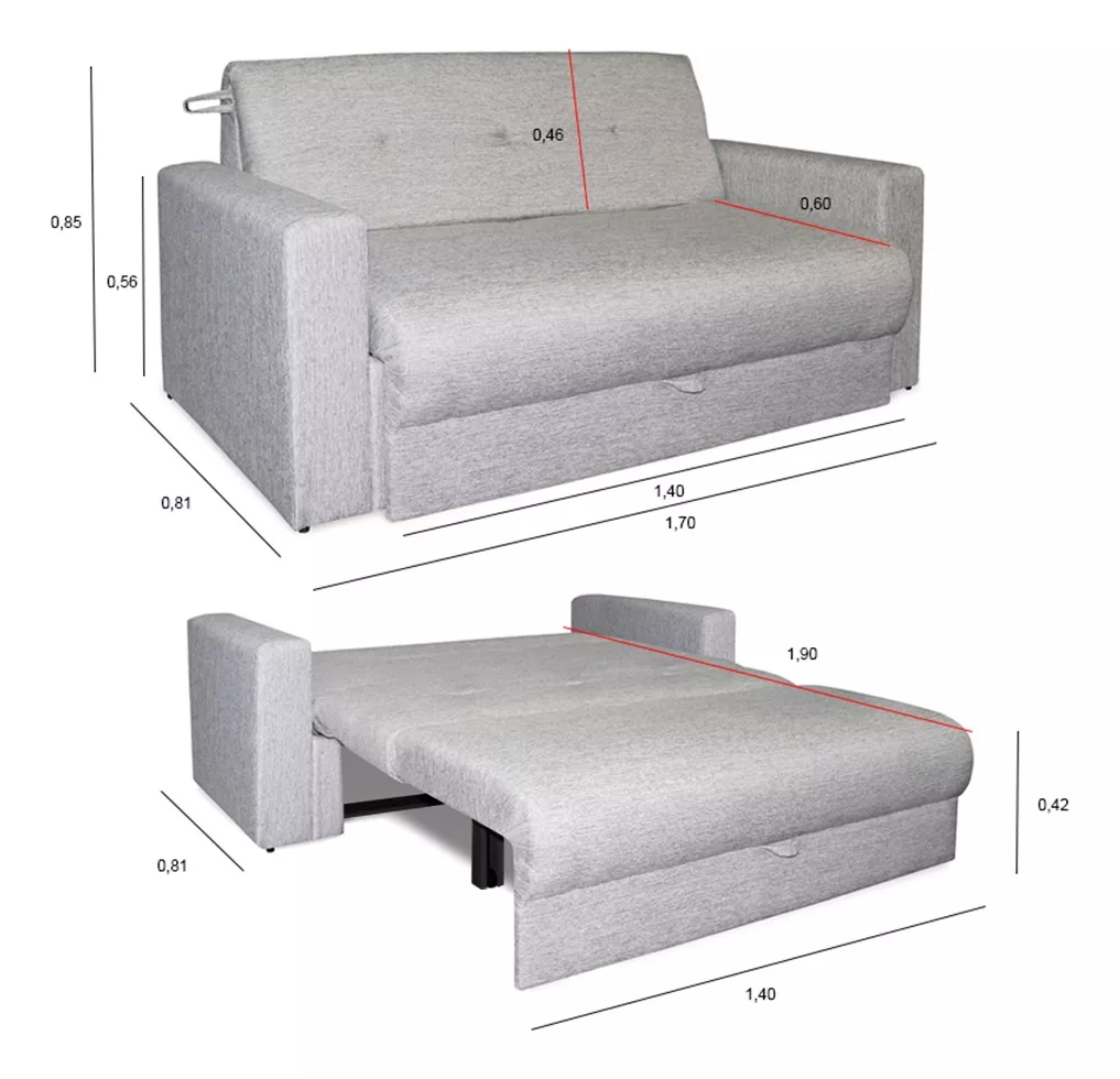 Sillon Sofa Cama 2 Plazas Chenille Antidesgarro Premium