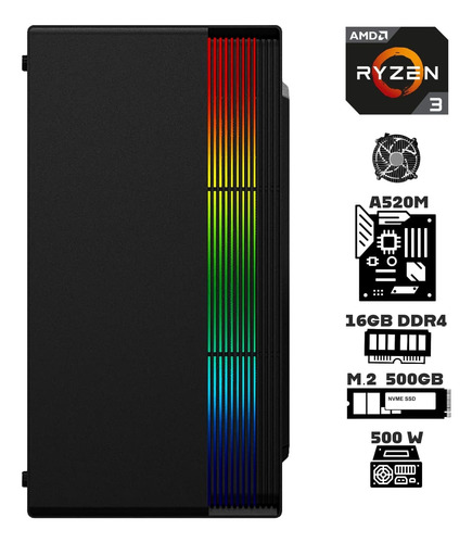 Computadora Amd Ryzen 3 5300g Radeon A520m Ram 16gb M2 500gb
