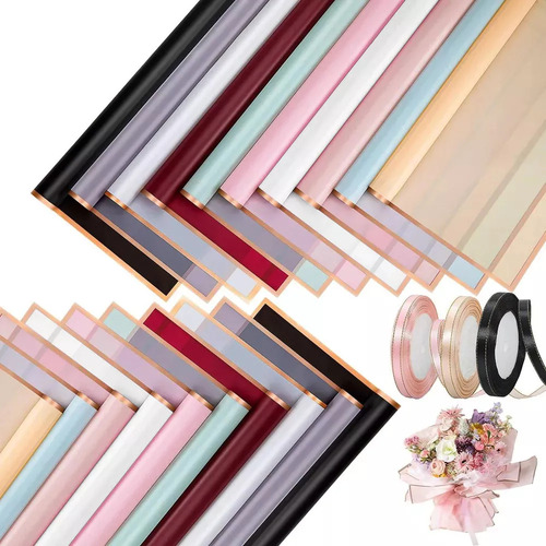 100 Hojas De Papel Coreano Celofan Ramos Florales, 10 Colore