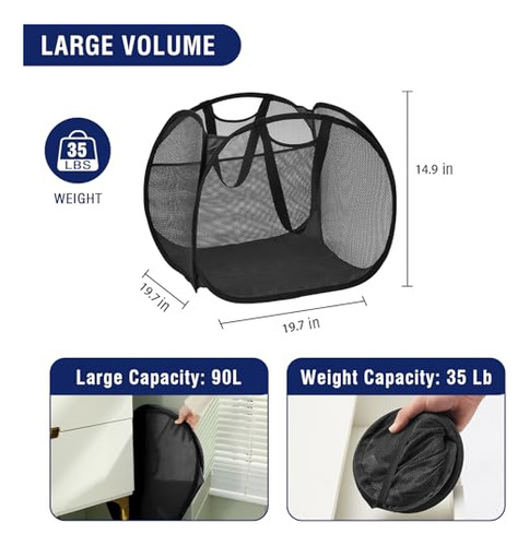 Cesta Plegable De Malla Con Asas Fuertes Y Bolsillos Lateral