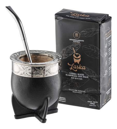 Mate Imperial Premium Calabaza + Bombilla + Yerba Laska 