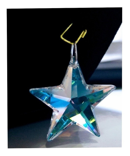 Imagem 1 de 6 de Pingente Estrela Cristal Swarovski 2,8 Cm Blue Ab Prata 925