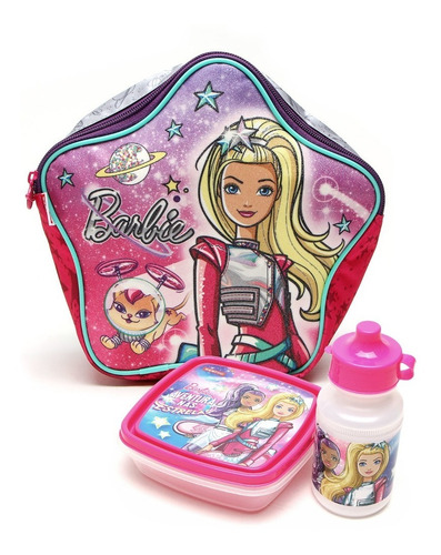 Imagem 5 de 7 de Kit Mochila Barbie Aventura Nas Estrelas Rodinhas G Prata
