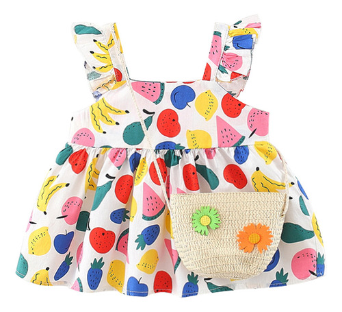 A Lindo Vestido De Playa Estampado Para Niños Con Bolsa A