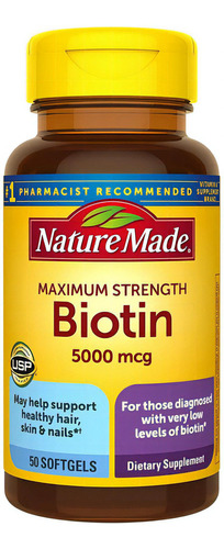 Nature Made Biotina 5000 Mcg Belleza Cabello Piel Uñas Sabor N/a