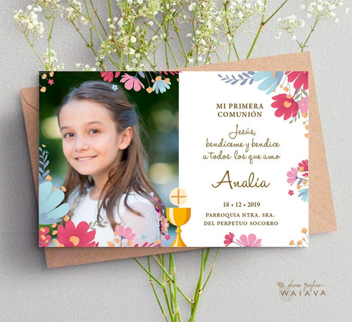 Imagen 9 de 10 de Estampas Nenas Primera Comunión 11 X 7 Cm Horiz C/foto X 3u