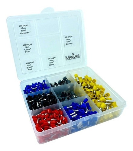 Kit Conectores Ilhos Tubolar 1 / 1,5 / 2,5 / 4 / 6mm² 800 Peças